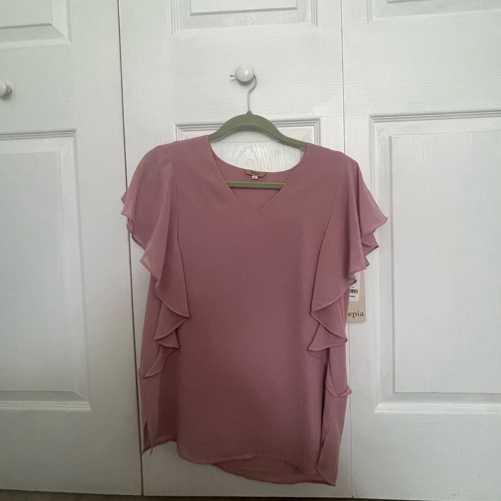 Magenta pink ruffle blouse